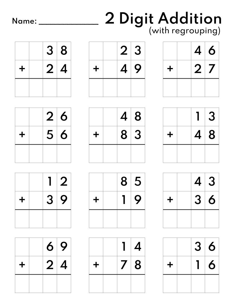 free printable math addition worksheets
