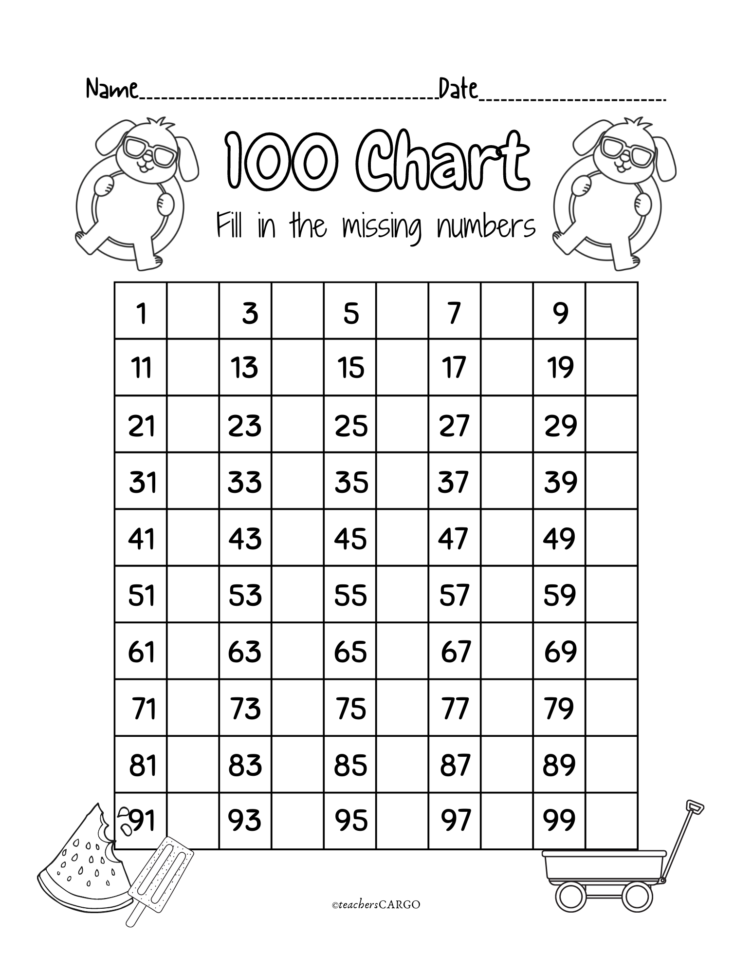 numbers 1 100 printable worksheets