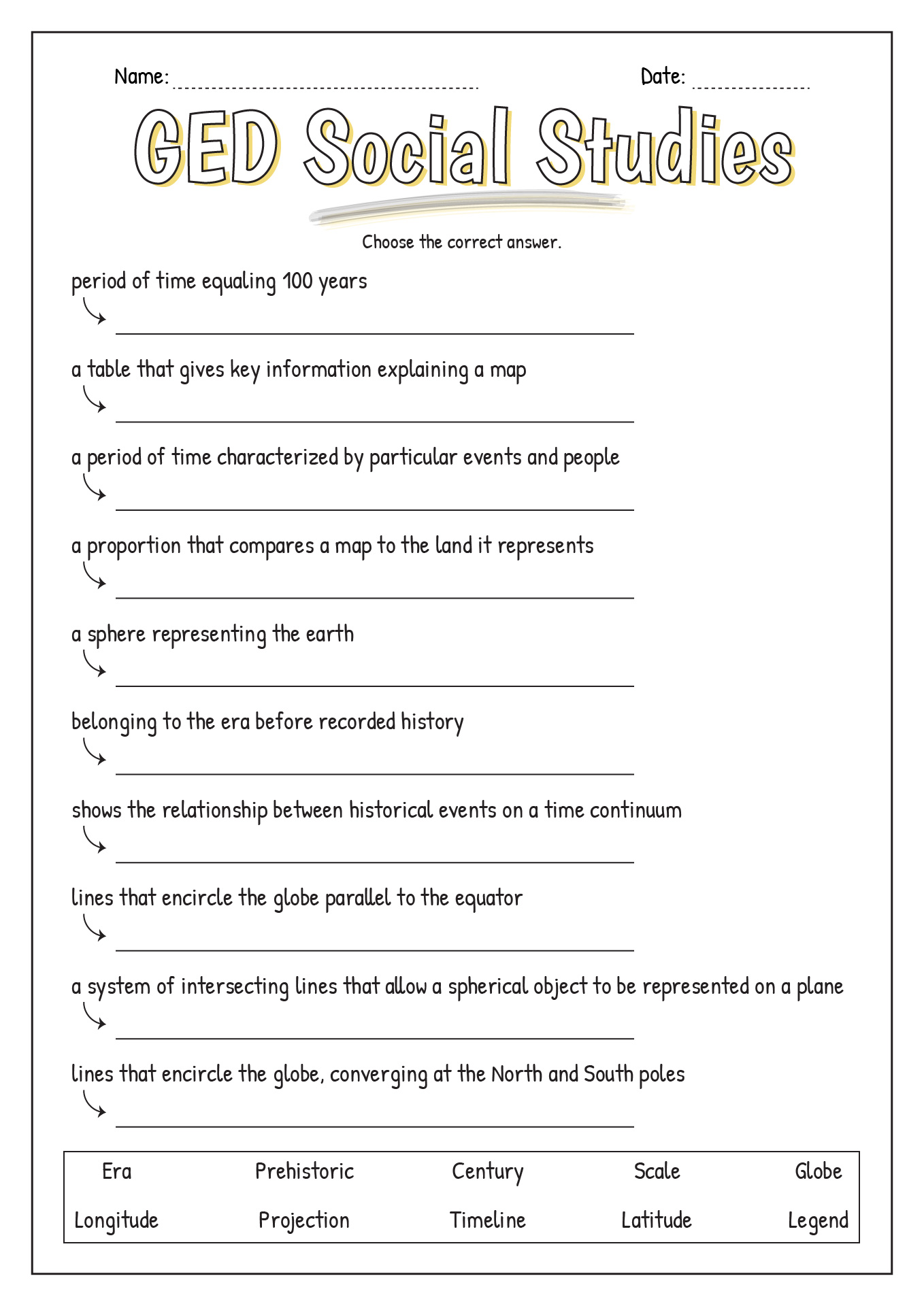 free printable ged worksheets