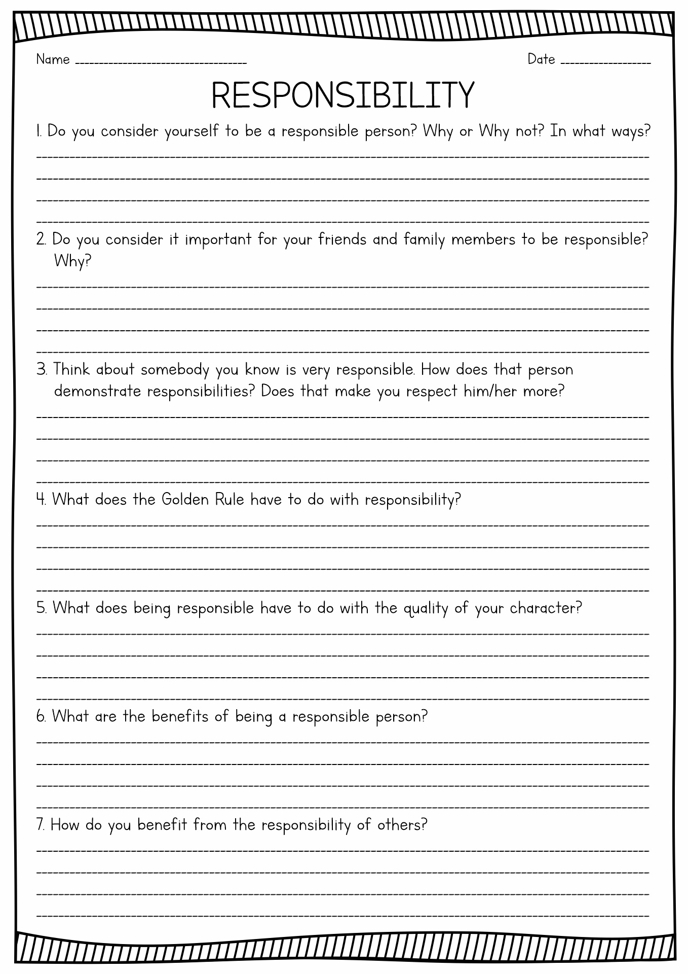 13 Printable Worksheets On Responsibility Free PDF At Worksheeto