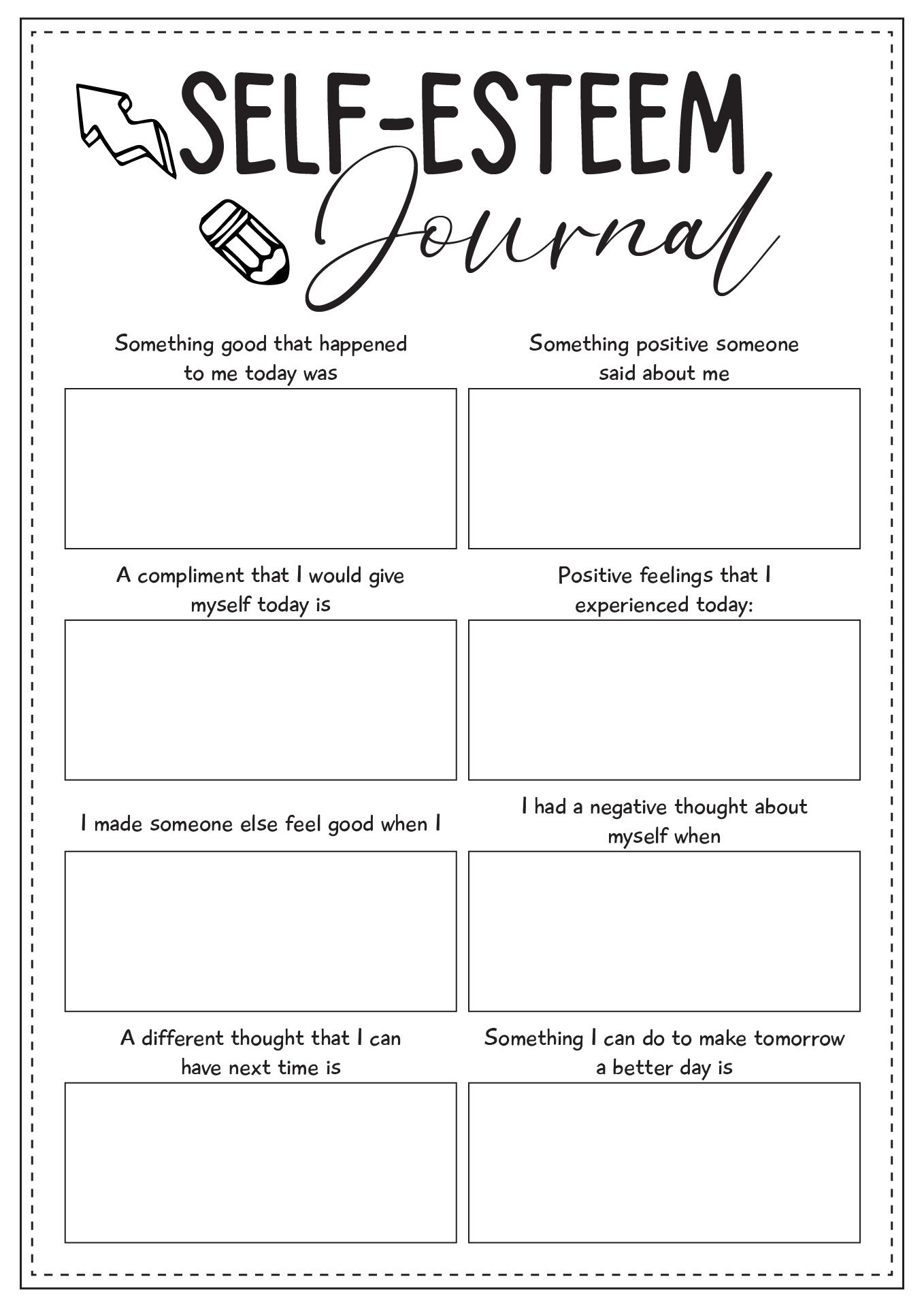 16 Self Esteem Worksheets Printable Free