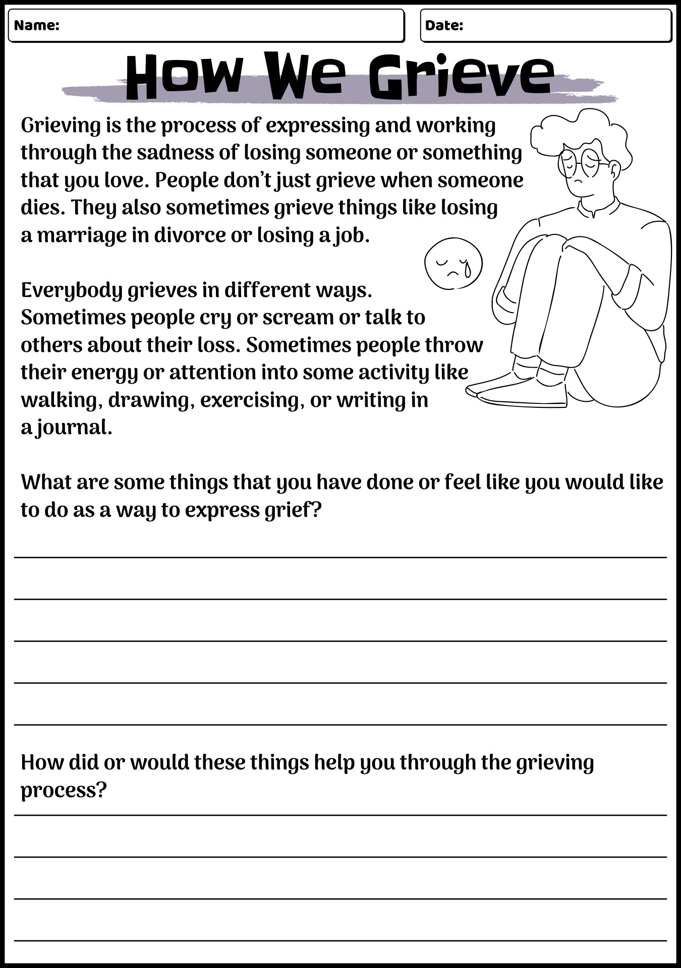 free printable grief worksheets free printable grief worksheets