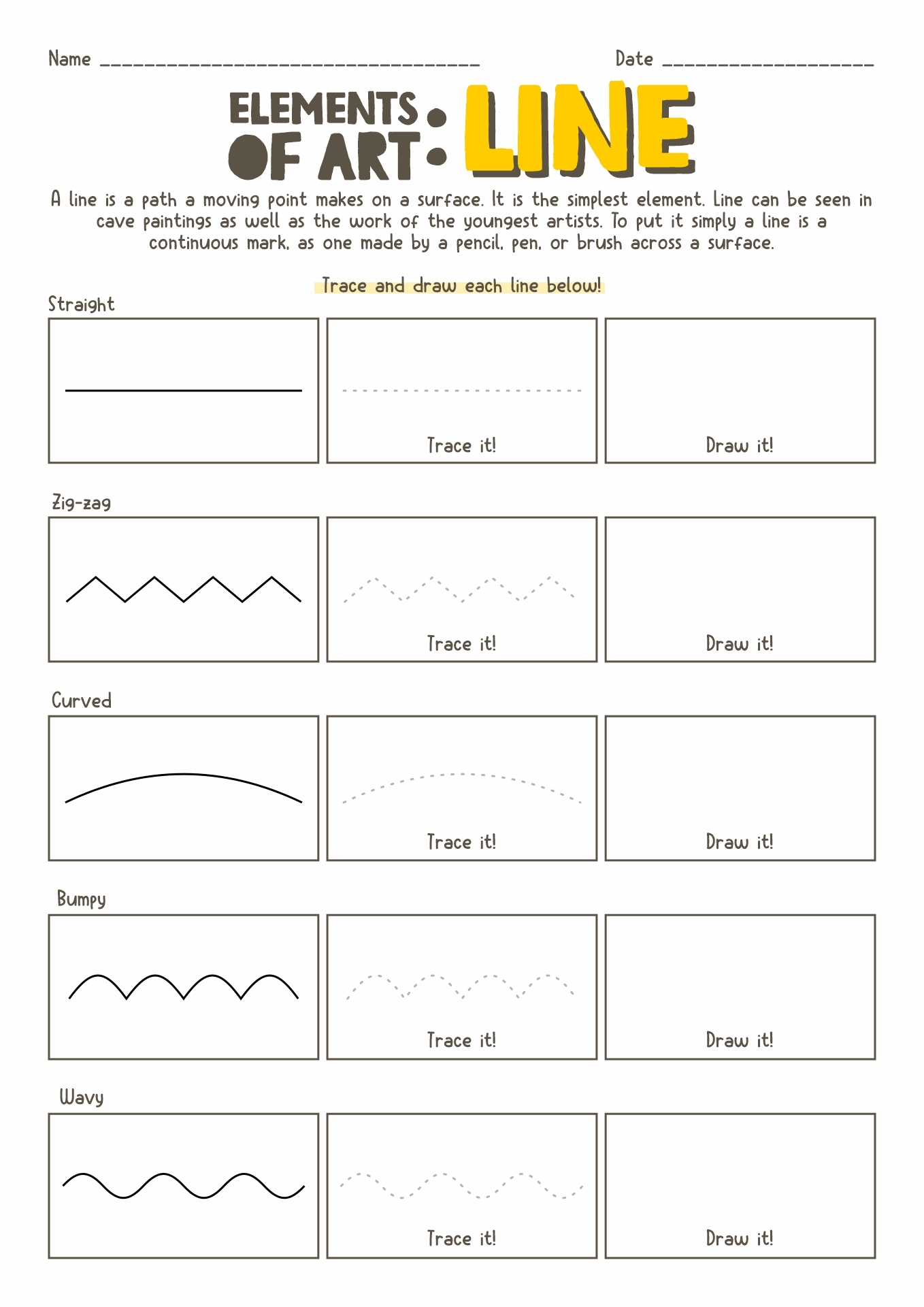 free printable art worksheets