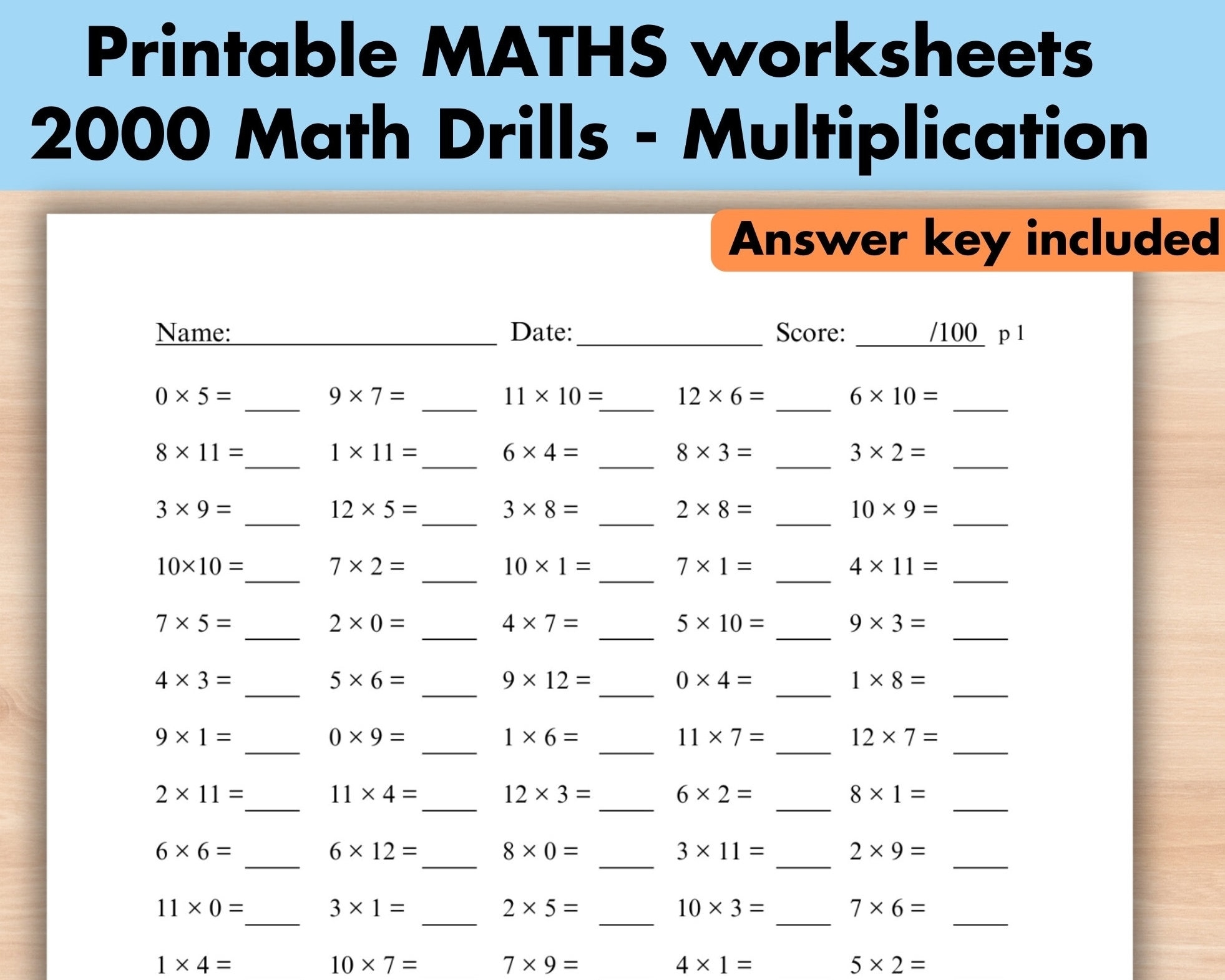 printable math worksheets multiplication