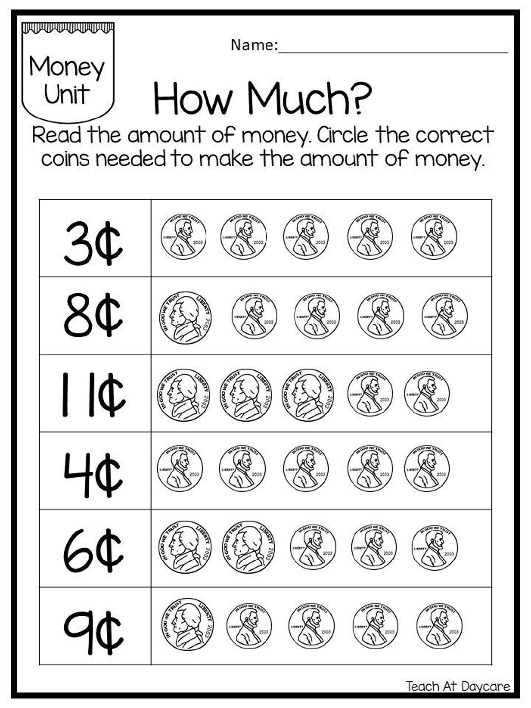 kindergarten money worksheets free printable