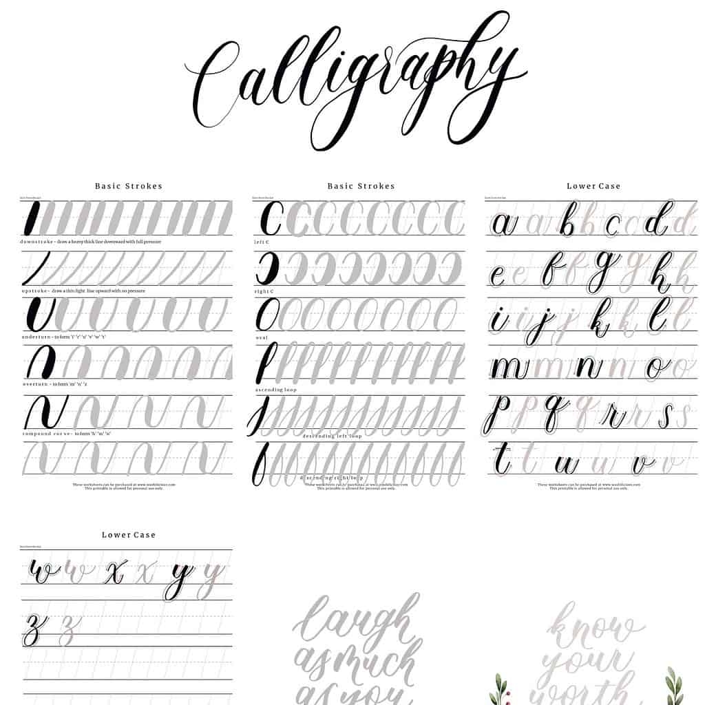 free printable worksheets for calligraphy