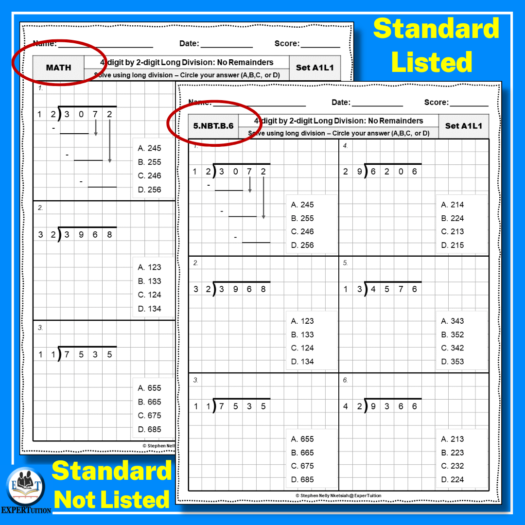 long division printable worksheets