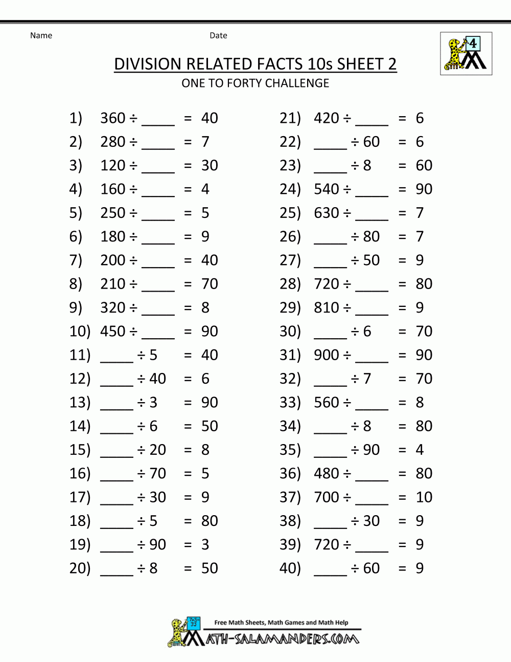 division worksheets printable