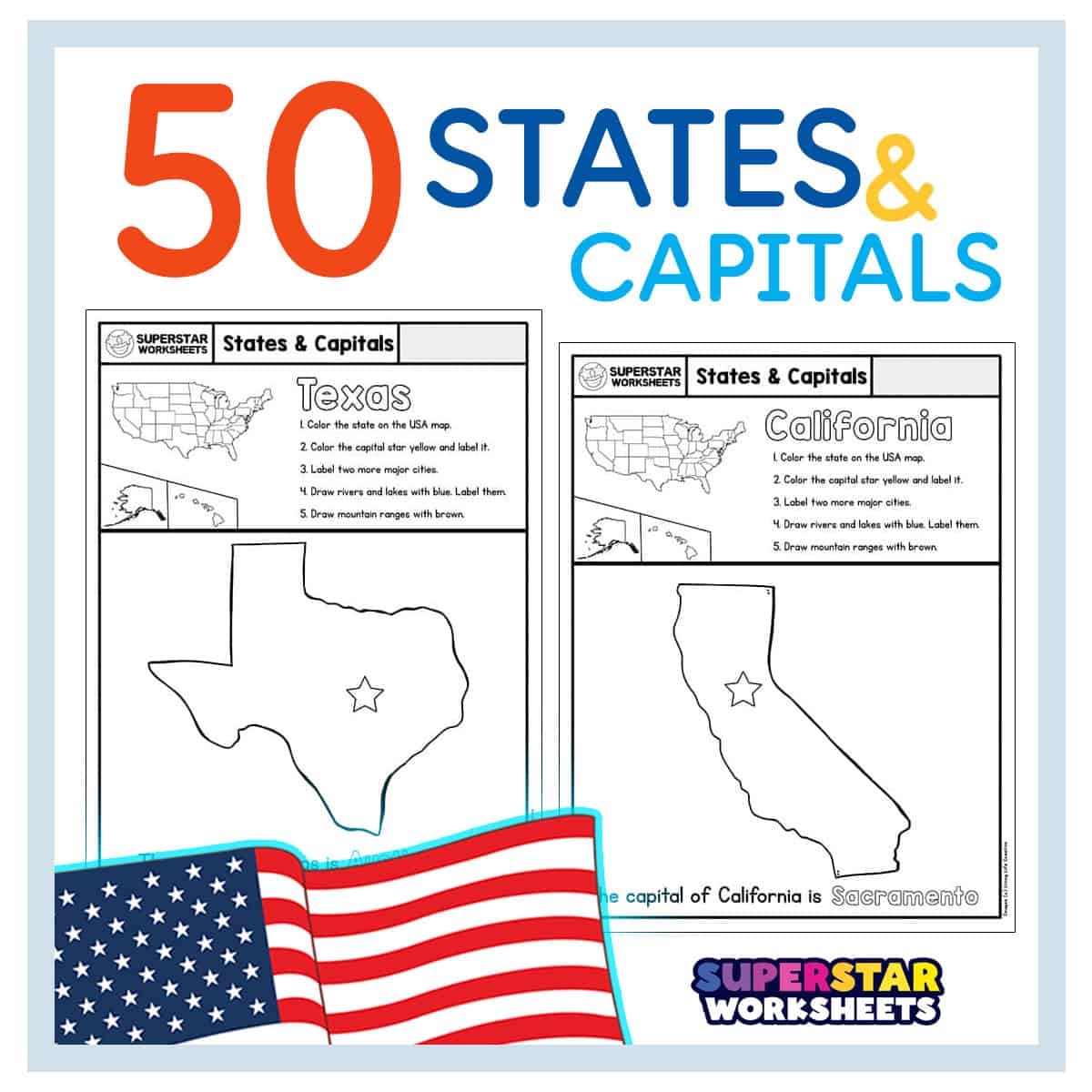 free printable state and capital worksheets