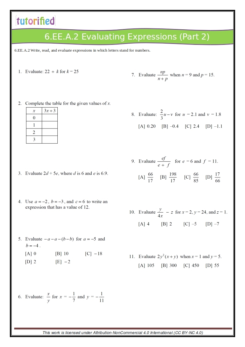 free printable 6th grade math worksheets