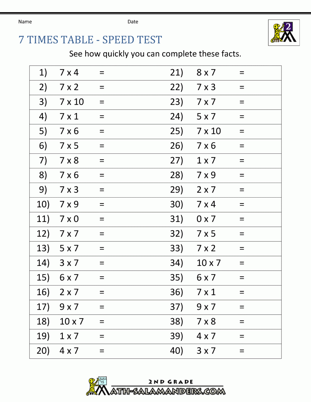 free printable multiplication table worksheet