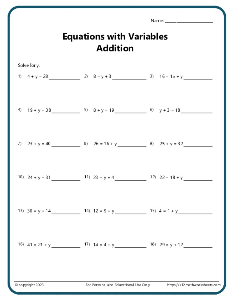 8th grade math worksheets printable