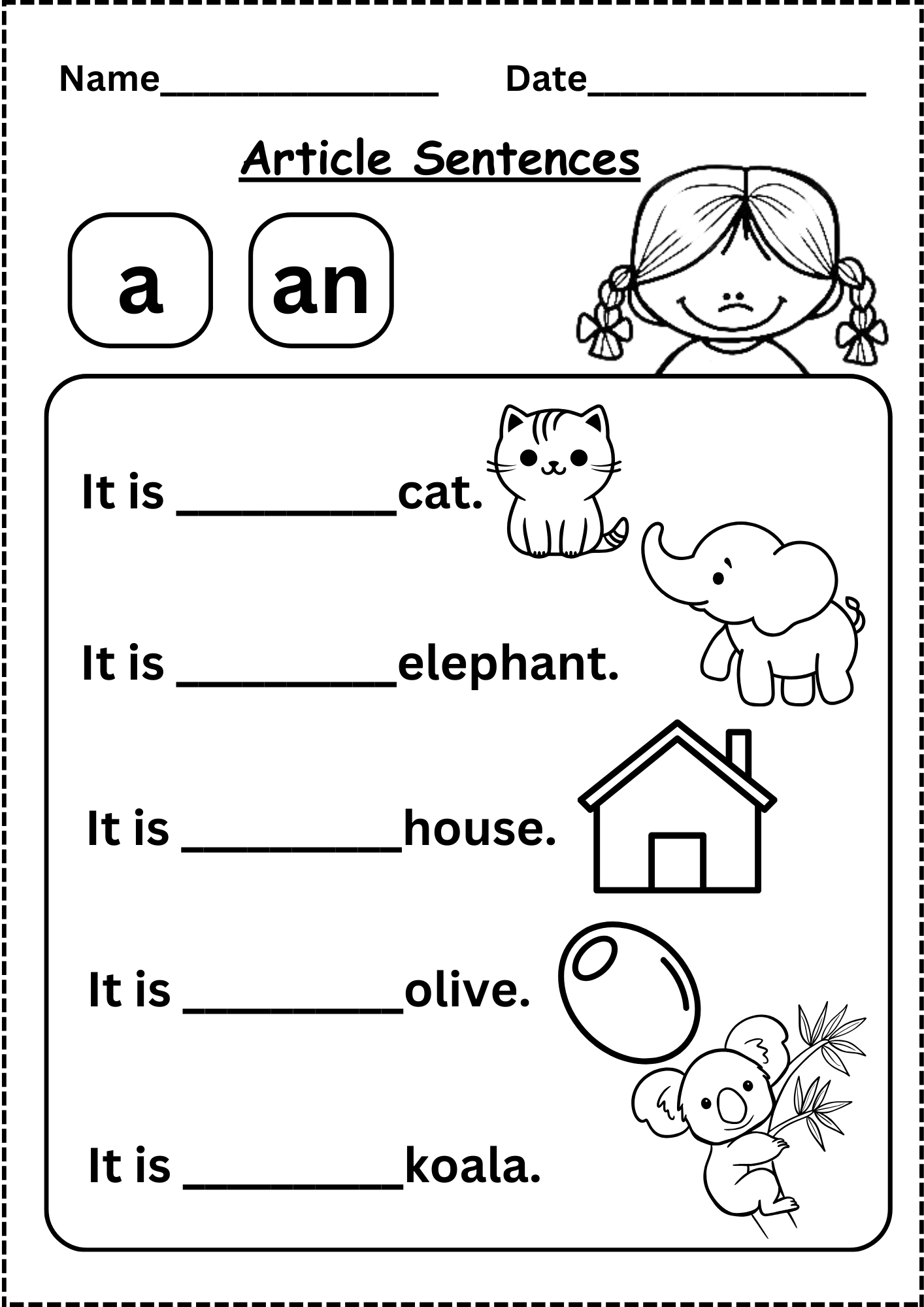 kindergarten printable worksheet