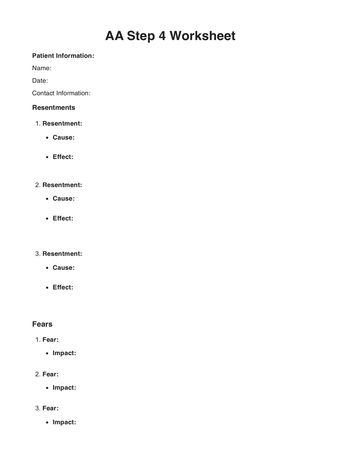 list of printable character defects worksheet