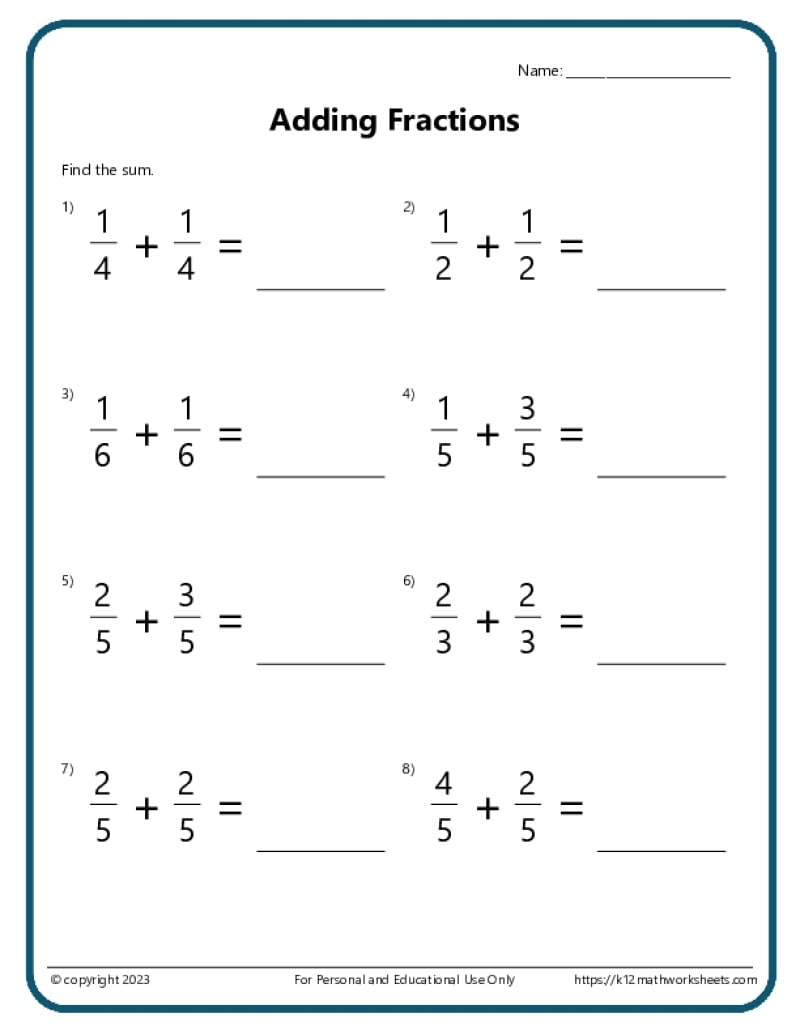 5th grade math worksheets printable
