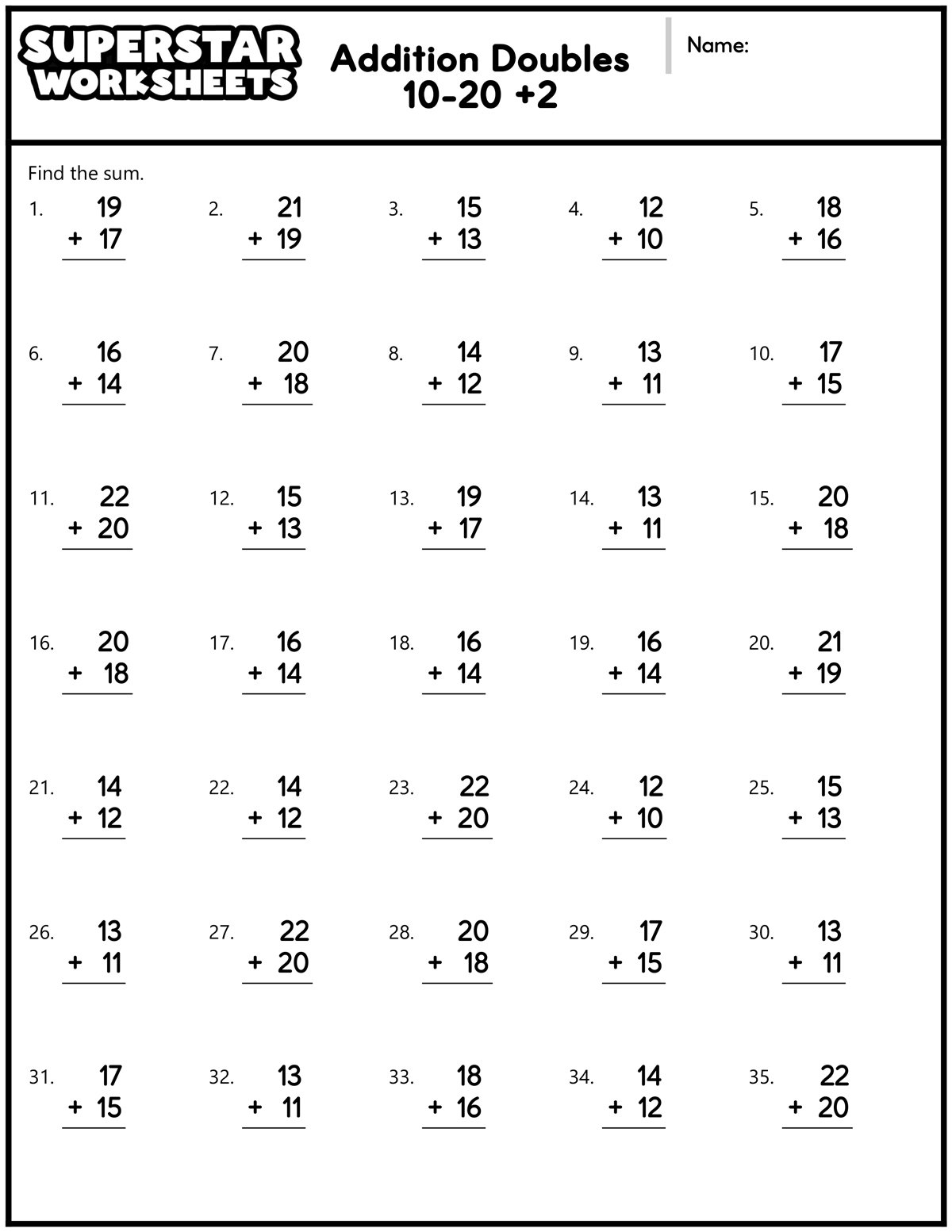 free printable math facts worksheets
