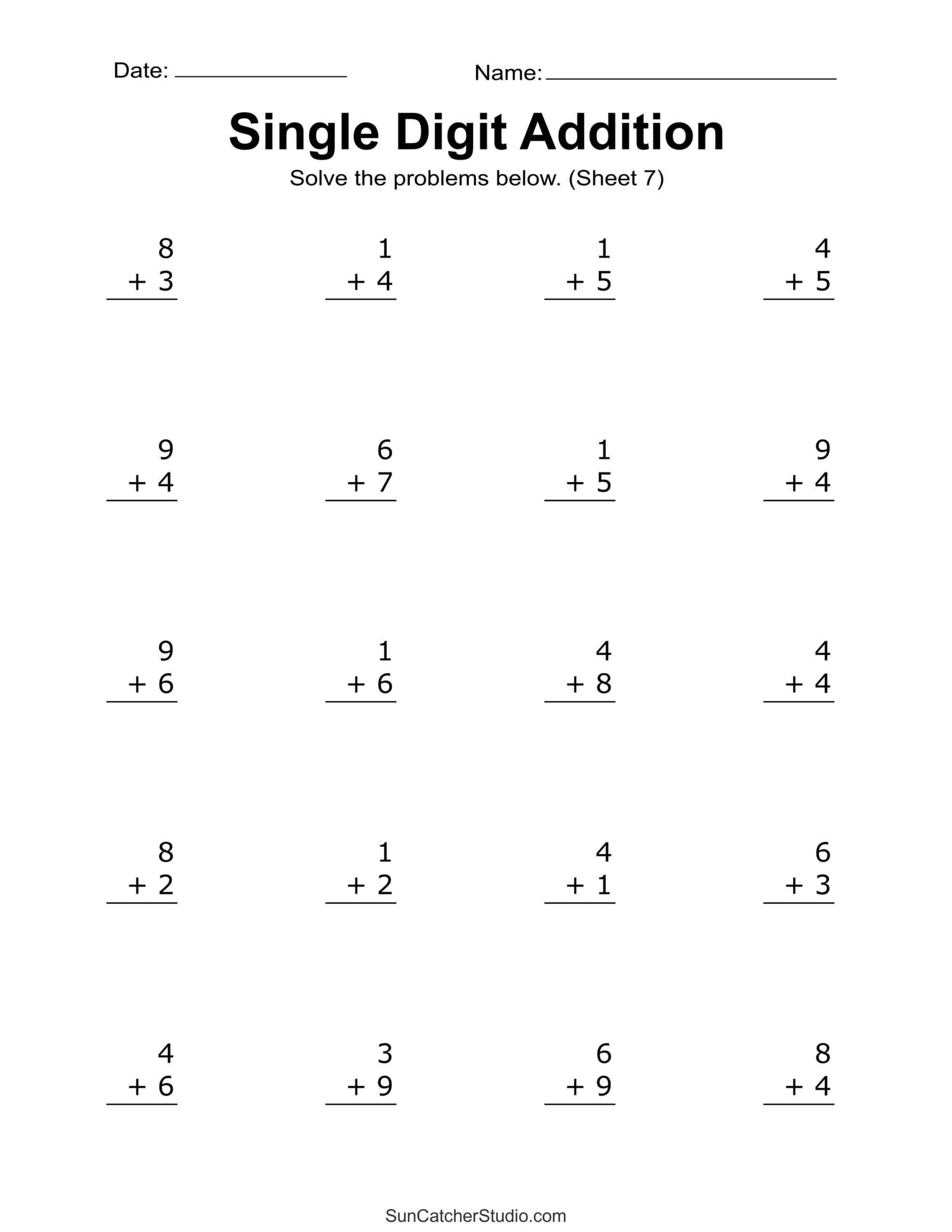 mathematics printable worksheets