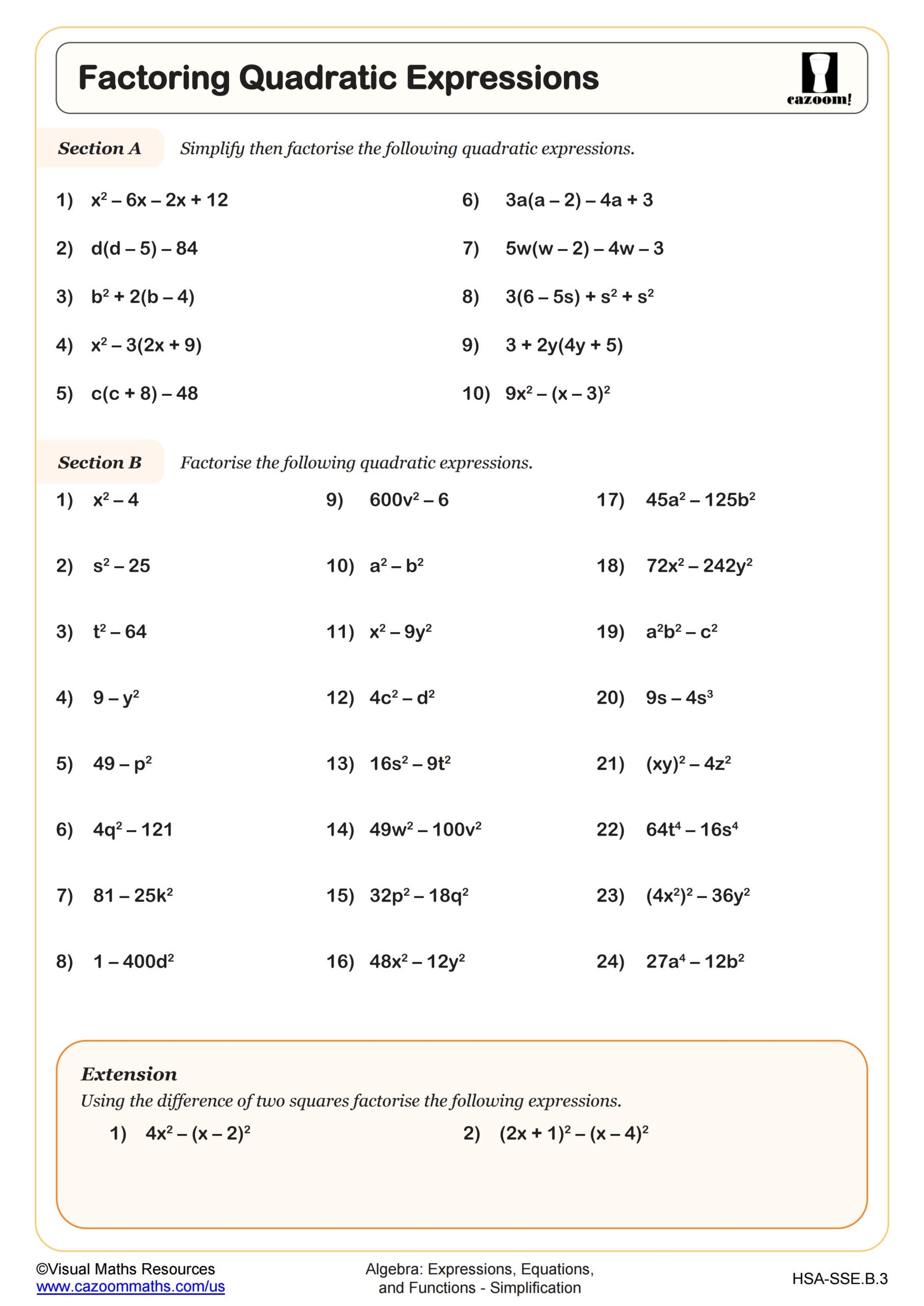 free printable algebra worksheets