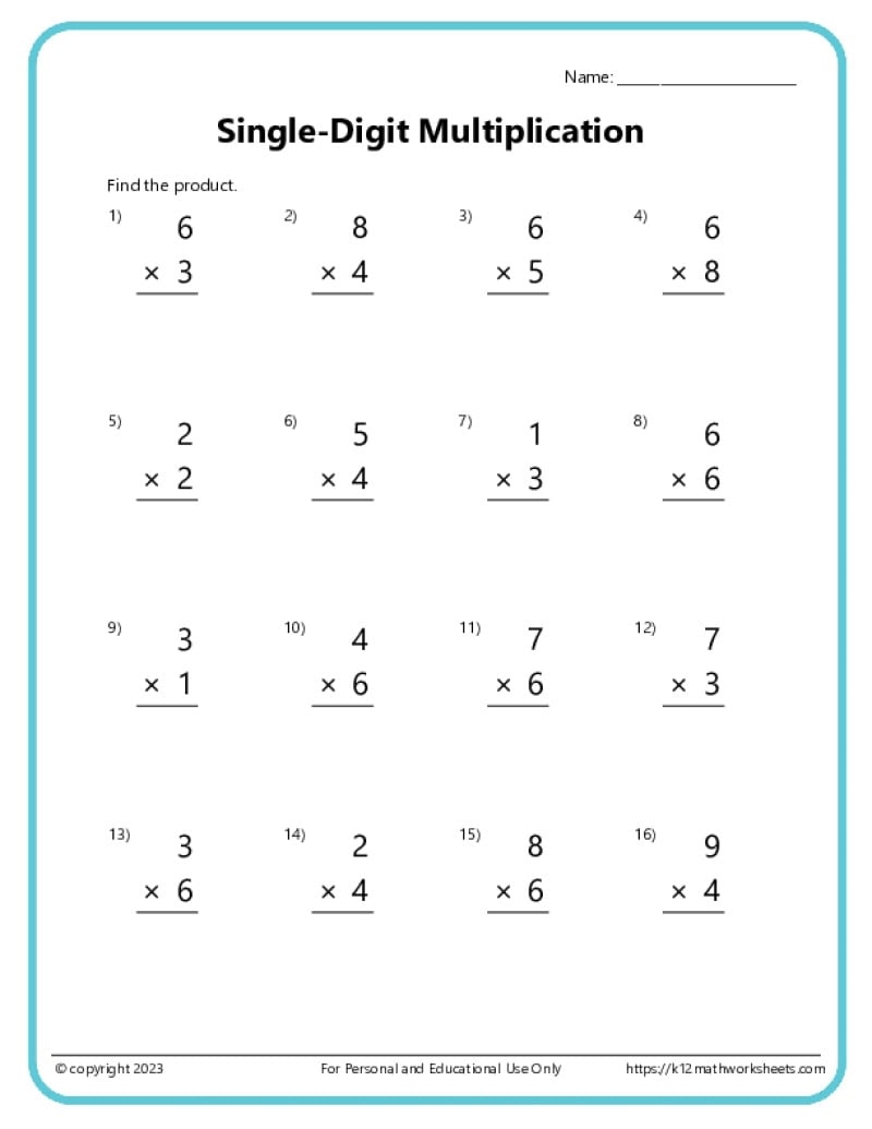 multiplication worksheets 1 12 printable