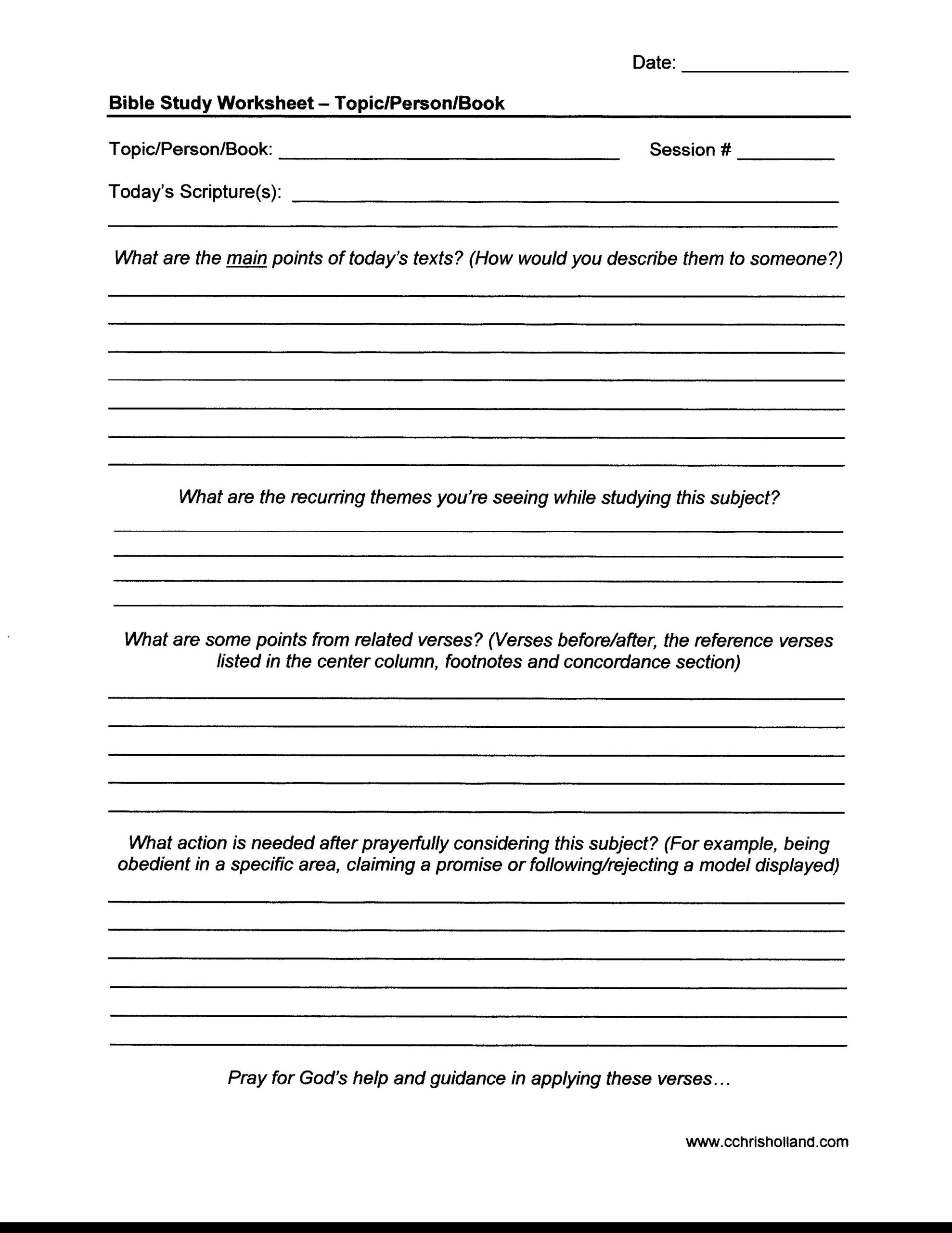 bible printable worksheets