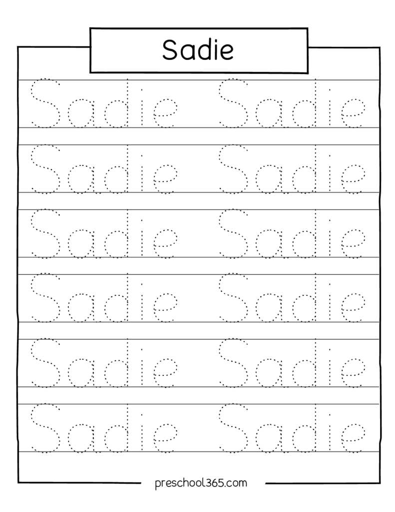free name tracing worksheet printable