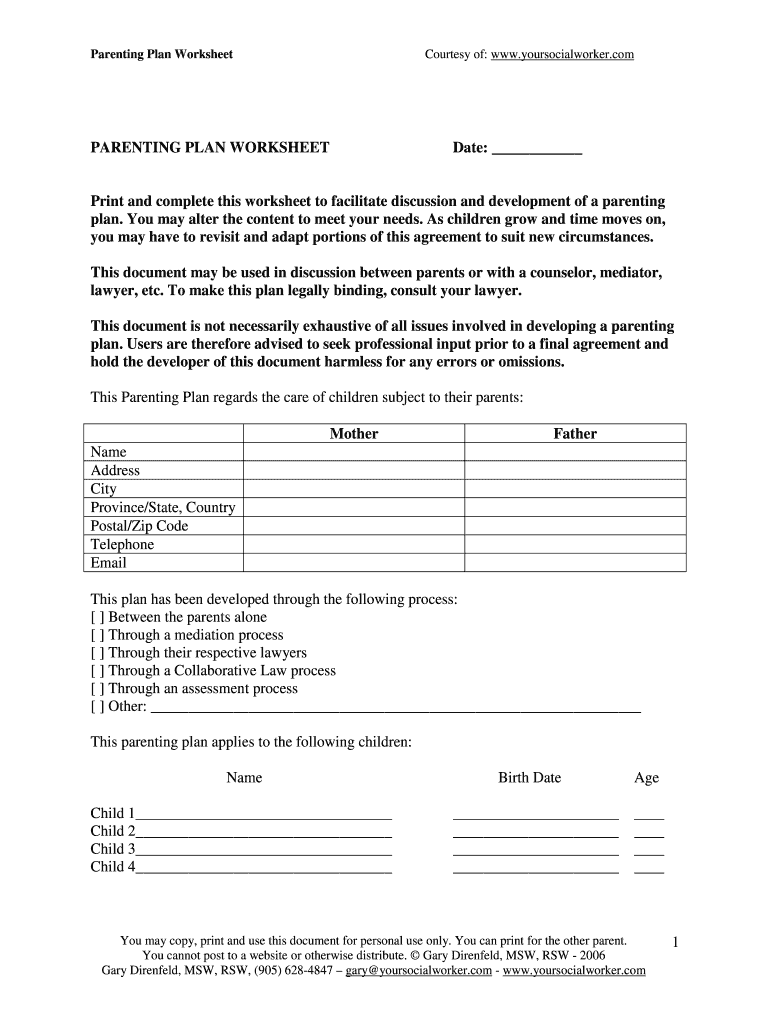 Co Parenting Worksheets Pdf Fill Out Sign Online DocHub