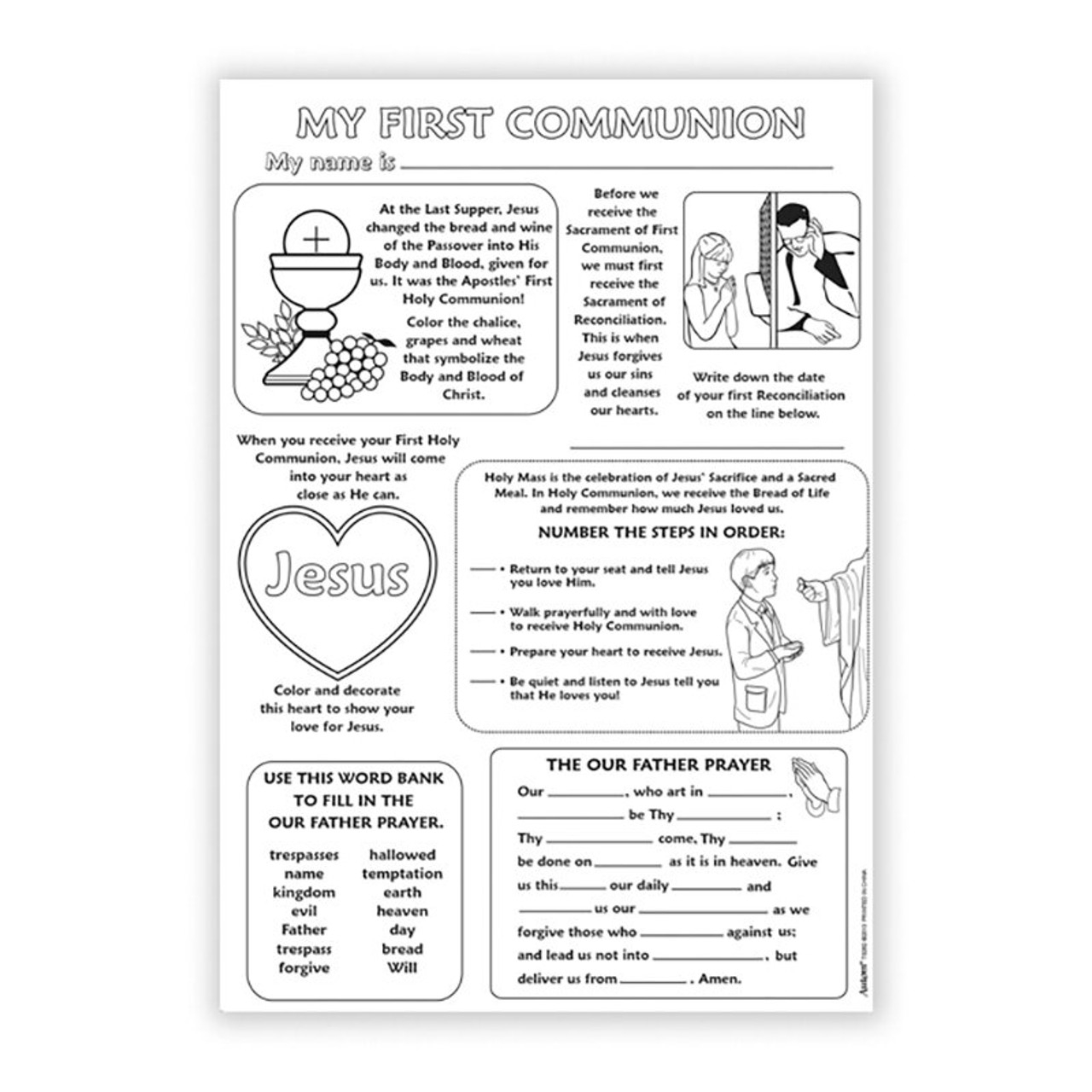 Color Your Own My First Communion Poster 50 pk Consumer Autom Worksheets Library