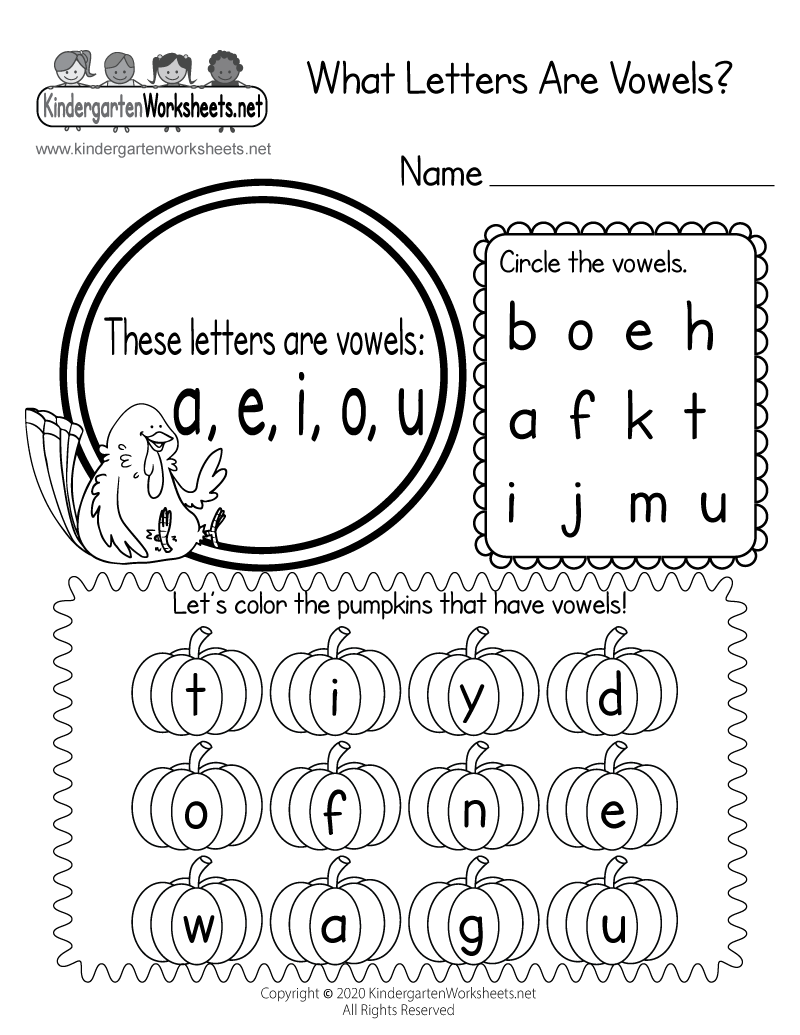 Colour The Vowels Worksheets For Kindergarten A E I O U Vowels Worksheets Library