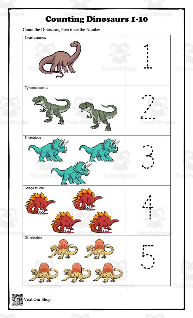 Counting Dinosaurs 1 10 Printable By Teach Simple