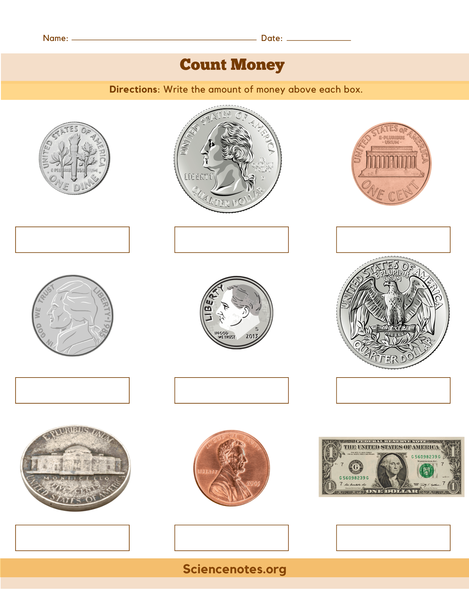 free printable counting money worksheets