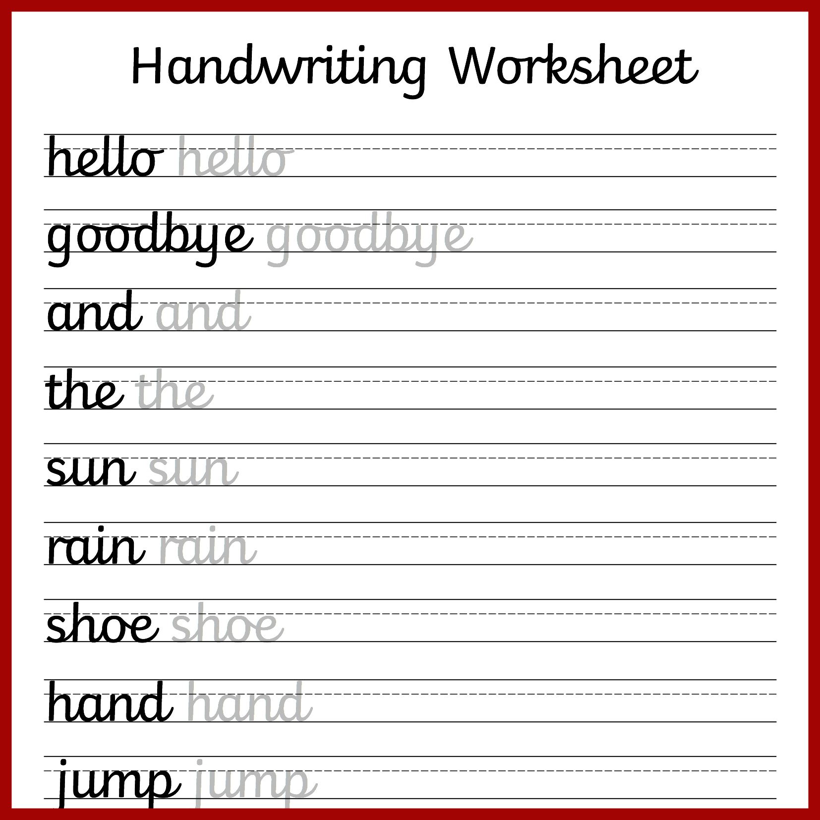 handwriting worksheets printable