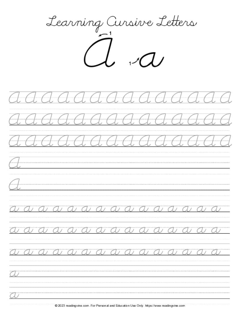 free printable cursive writing worksheets