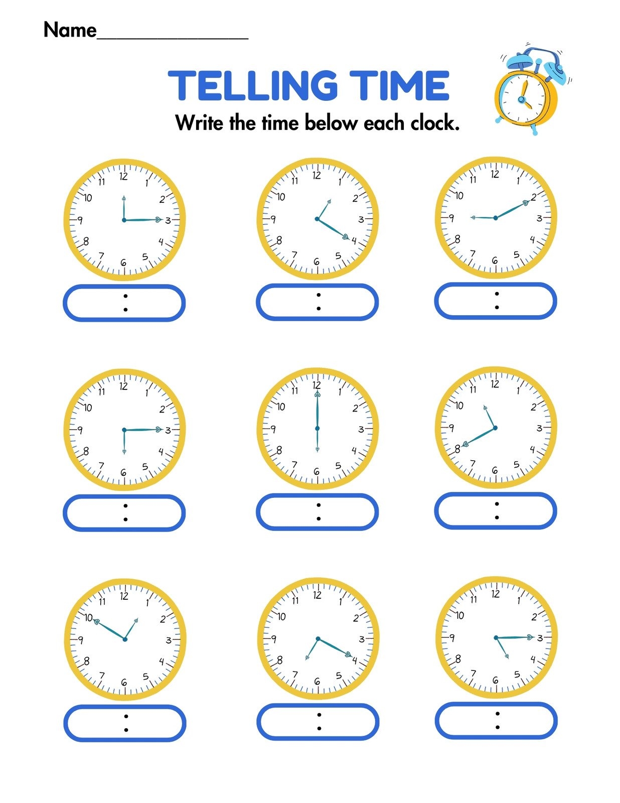 Customize 57 Telling Time Worksheets Templates Online Canva