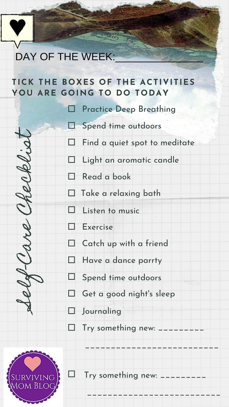 free printable self-care worksheets