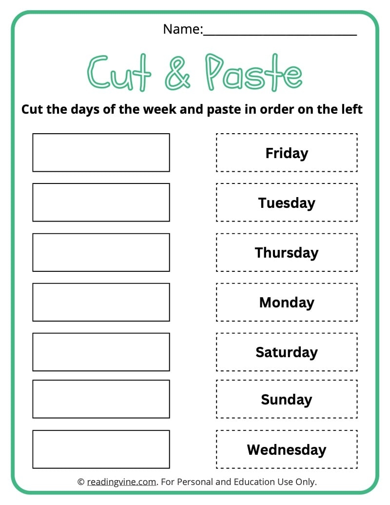 Days Of The Week Worksheets Free Printable Activities