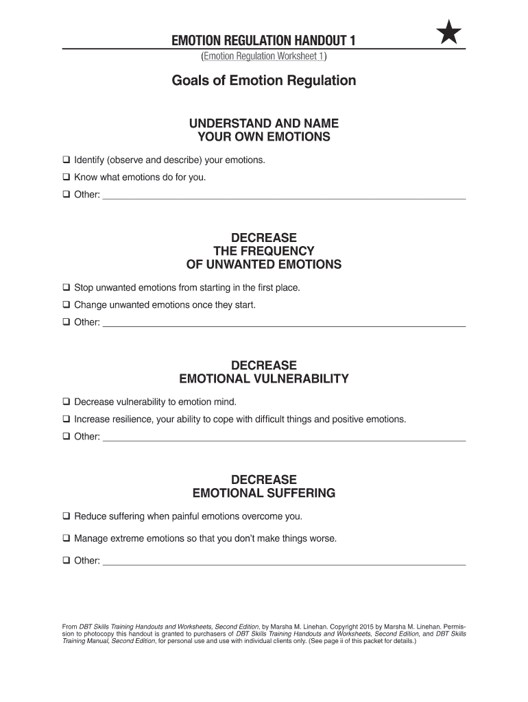 Dbt Printable Emotional Regulation Worksheets Fill Online Printable Fillable Blank PdfFiller