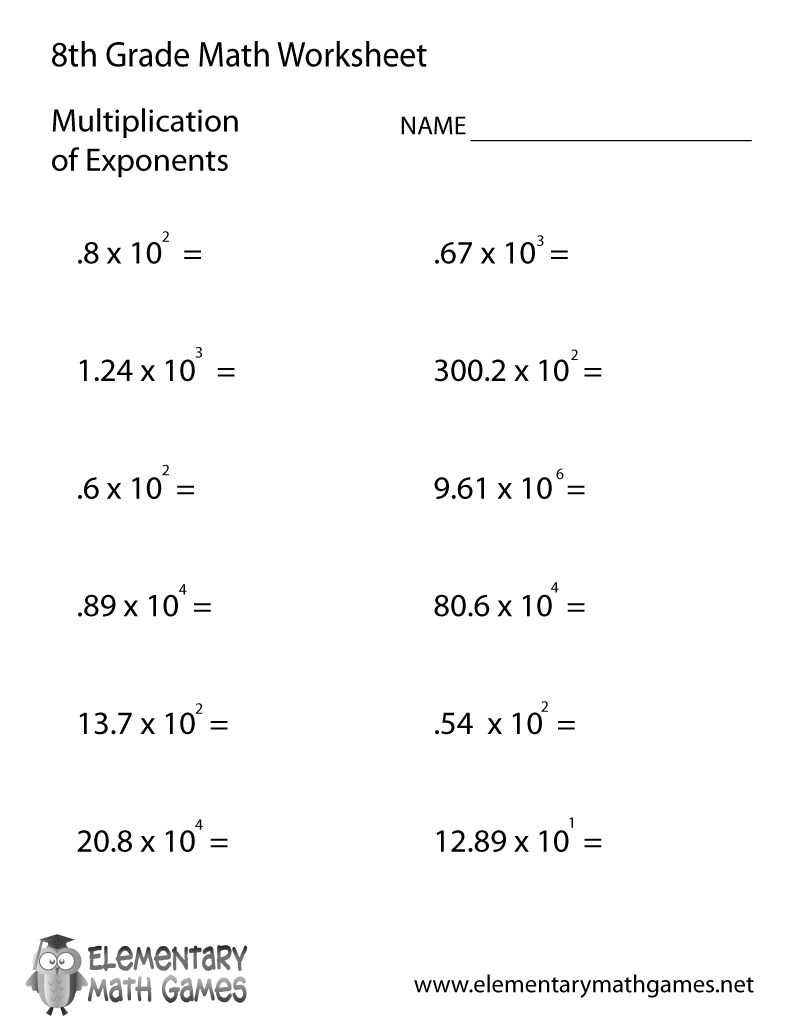free math worksheets for 8th graders printable