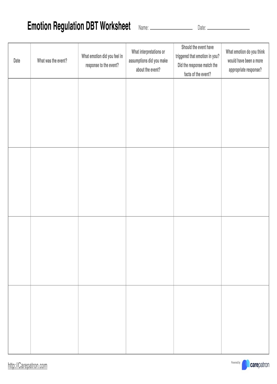 free printable emotional regulation worksheets for adults