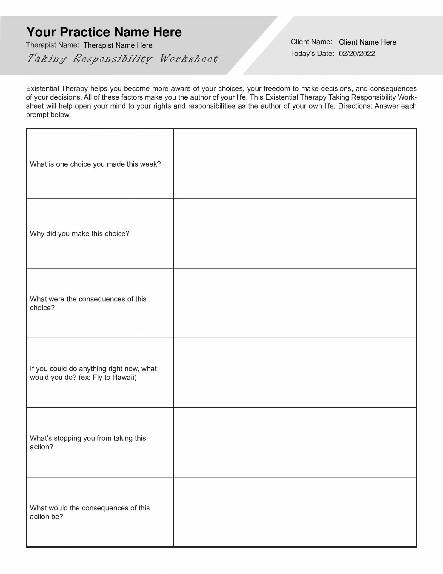 free printable responsibility worksheets pdf