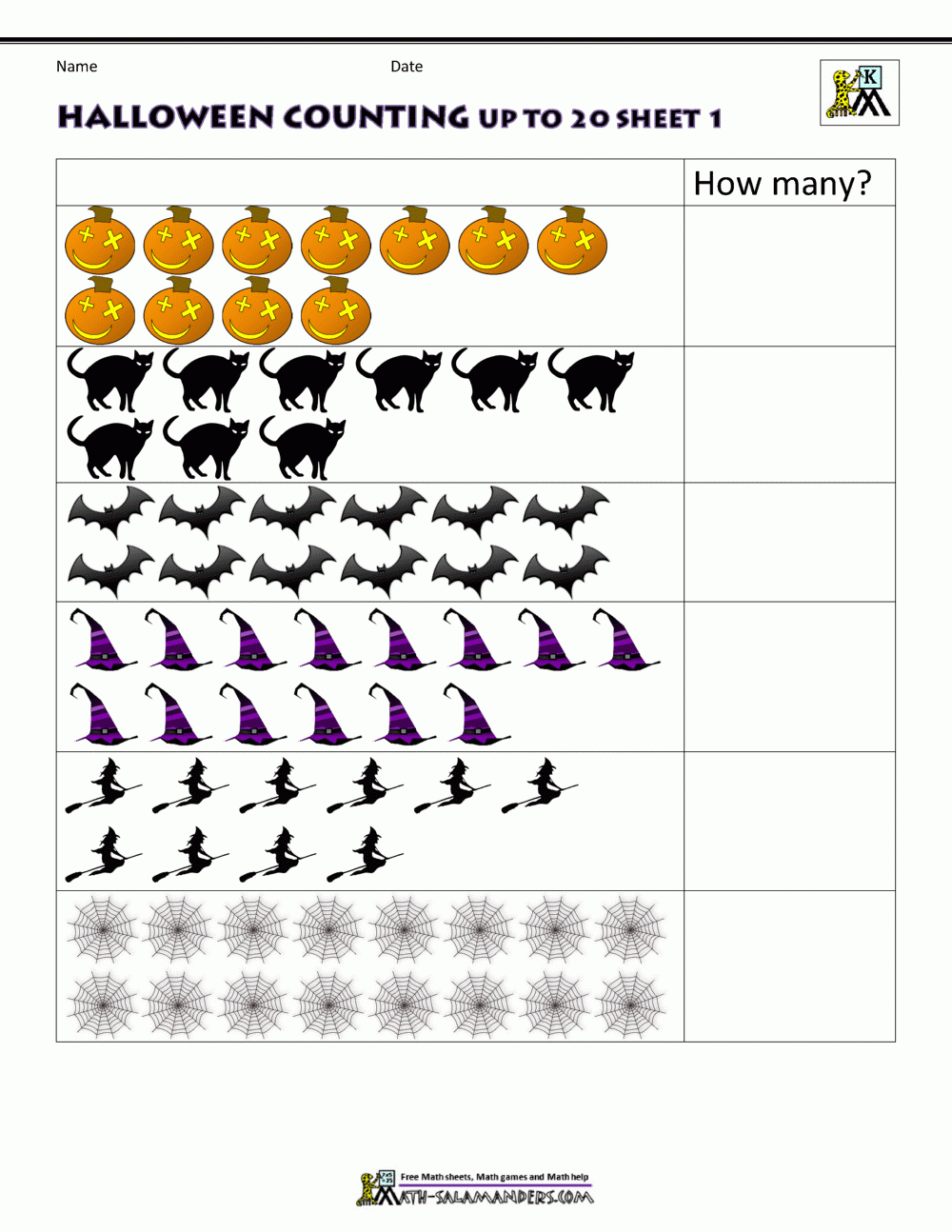 printable halloween math worksheets