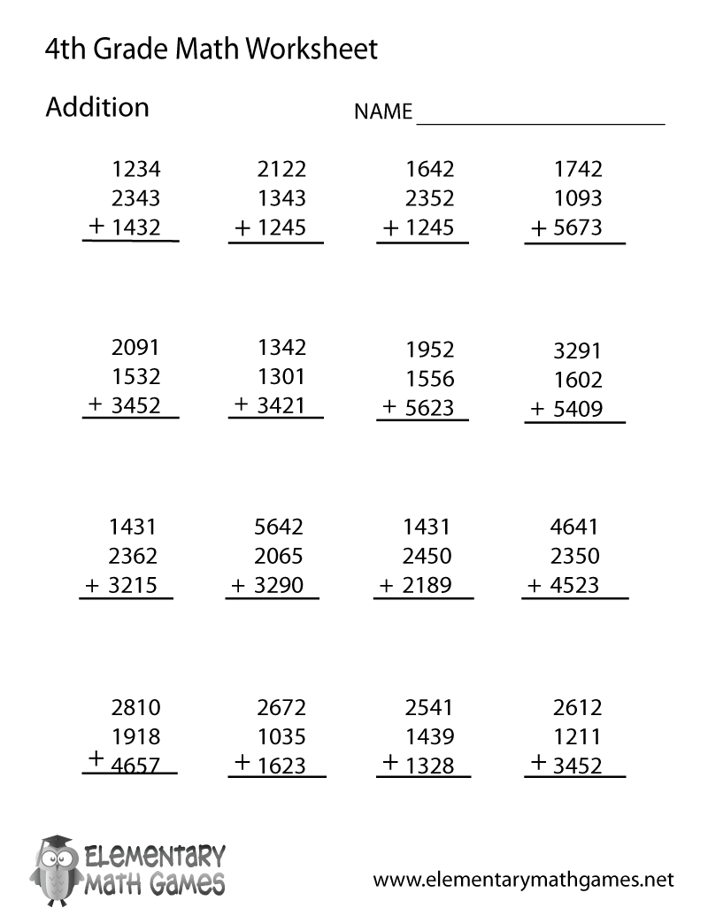 free printable math worksheets for 4th grade