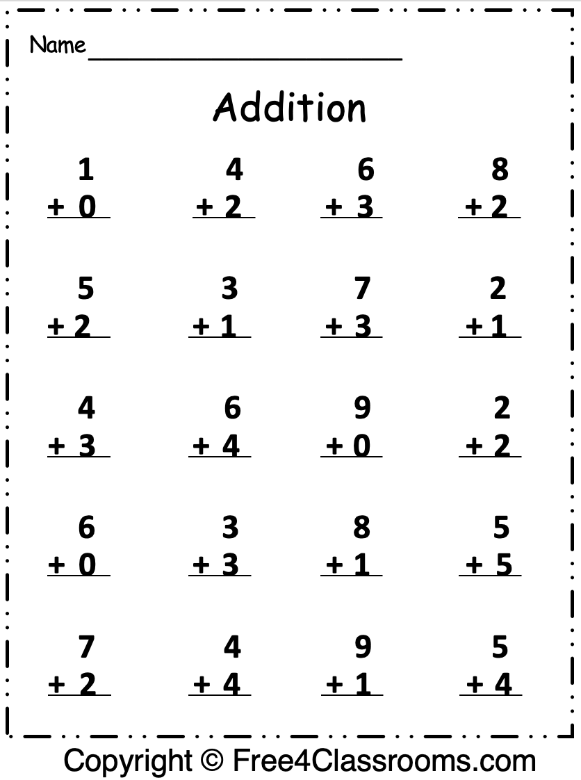 addition worksheets free printable