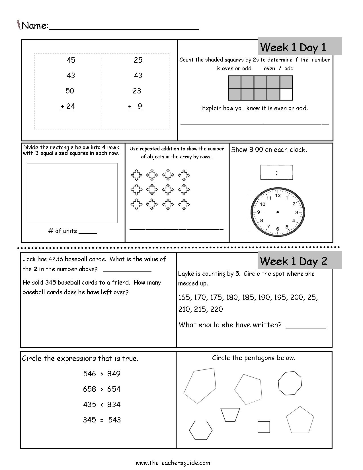 Free 3rd Grade Daily Math Worksheets Free 3rd Grade Daily Math Worksheets