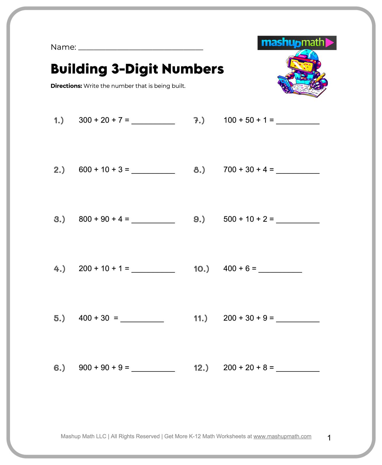 math worksheets printable