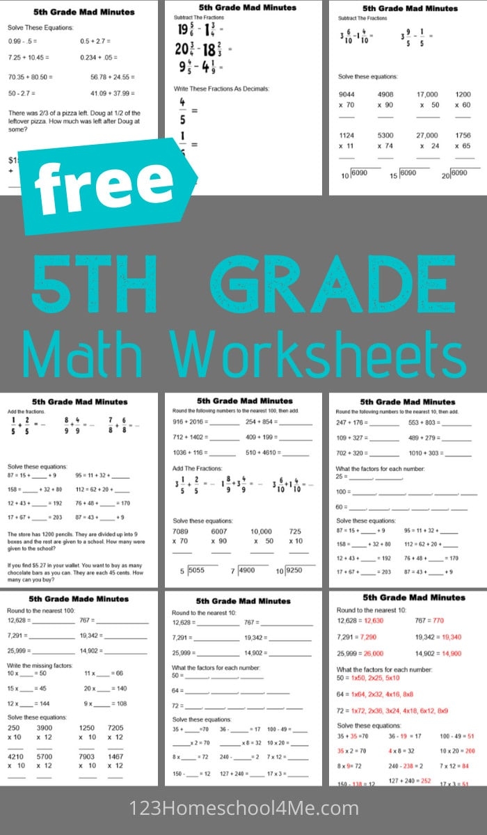 free printable 5th grade math worksheets