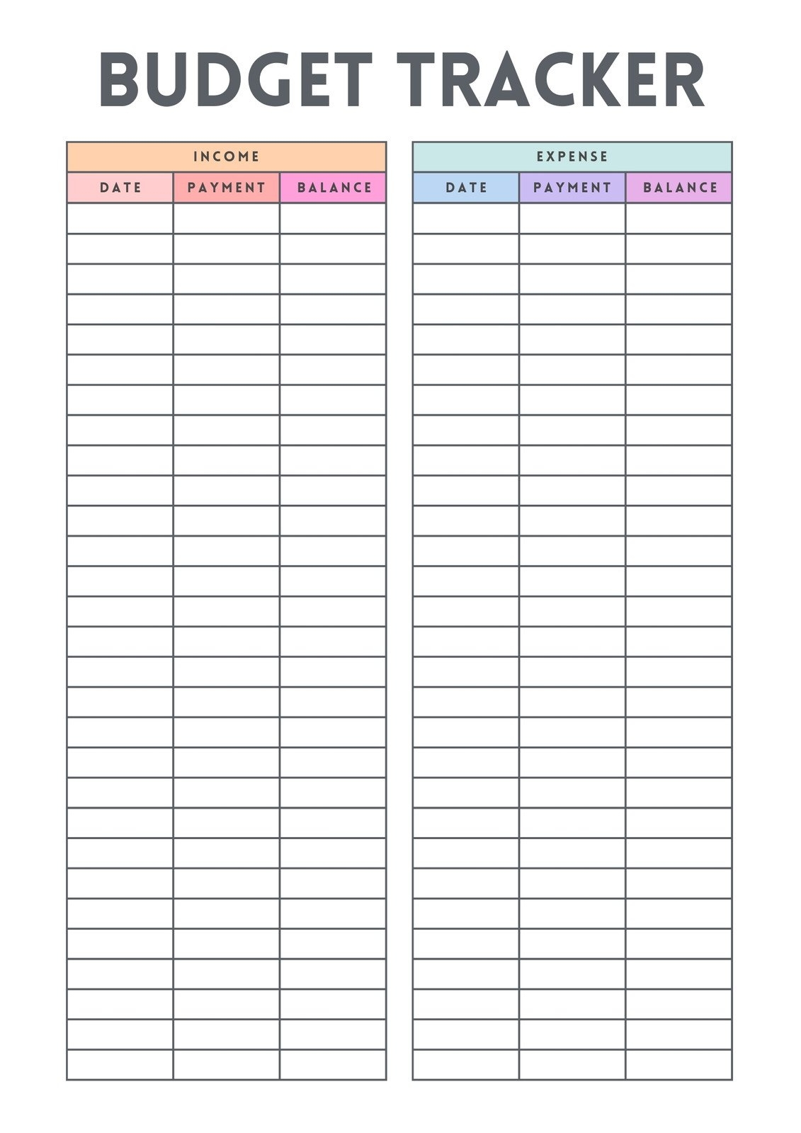 budget worksheet template printable