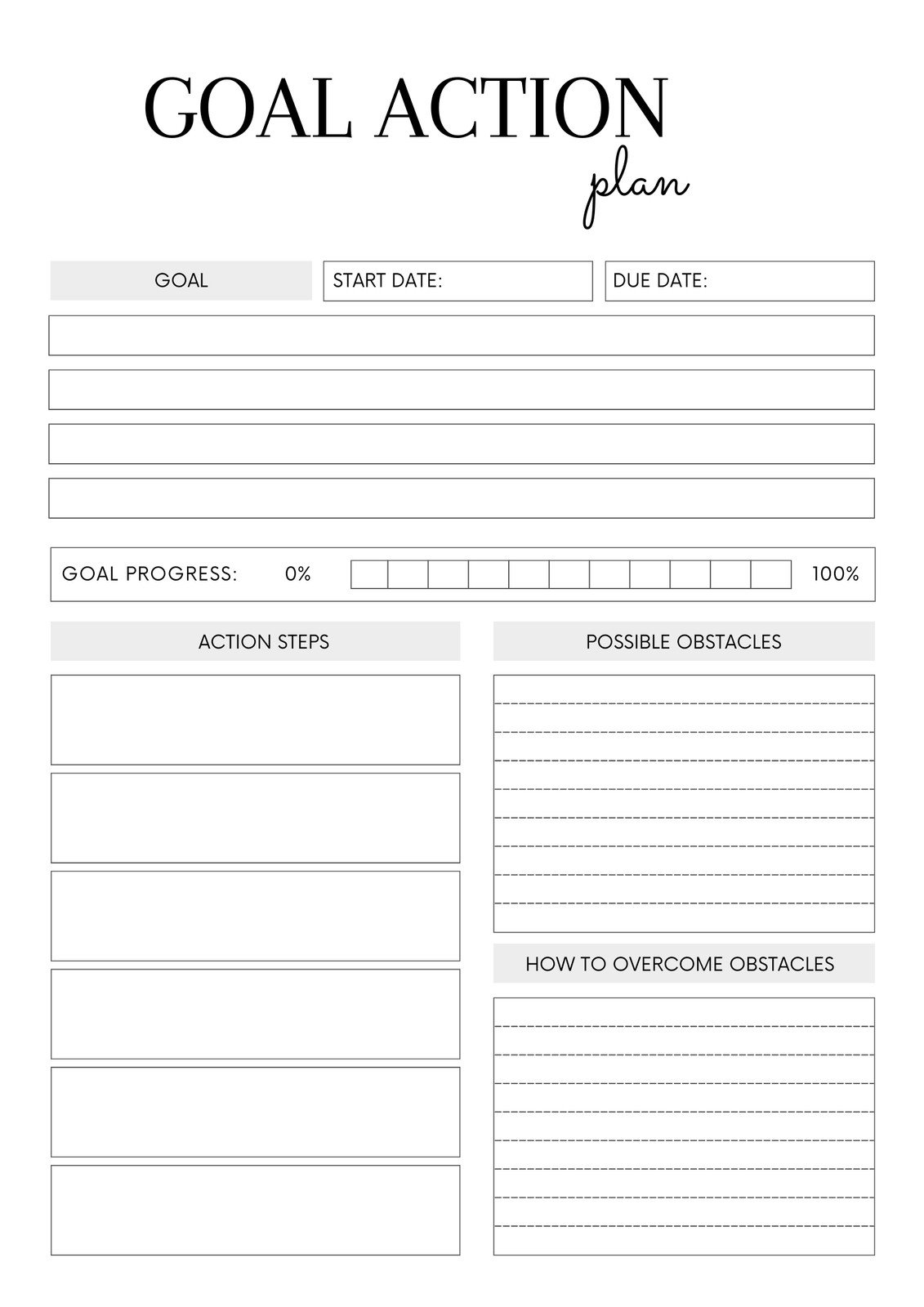 free goal setting worksheet printable