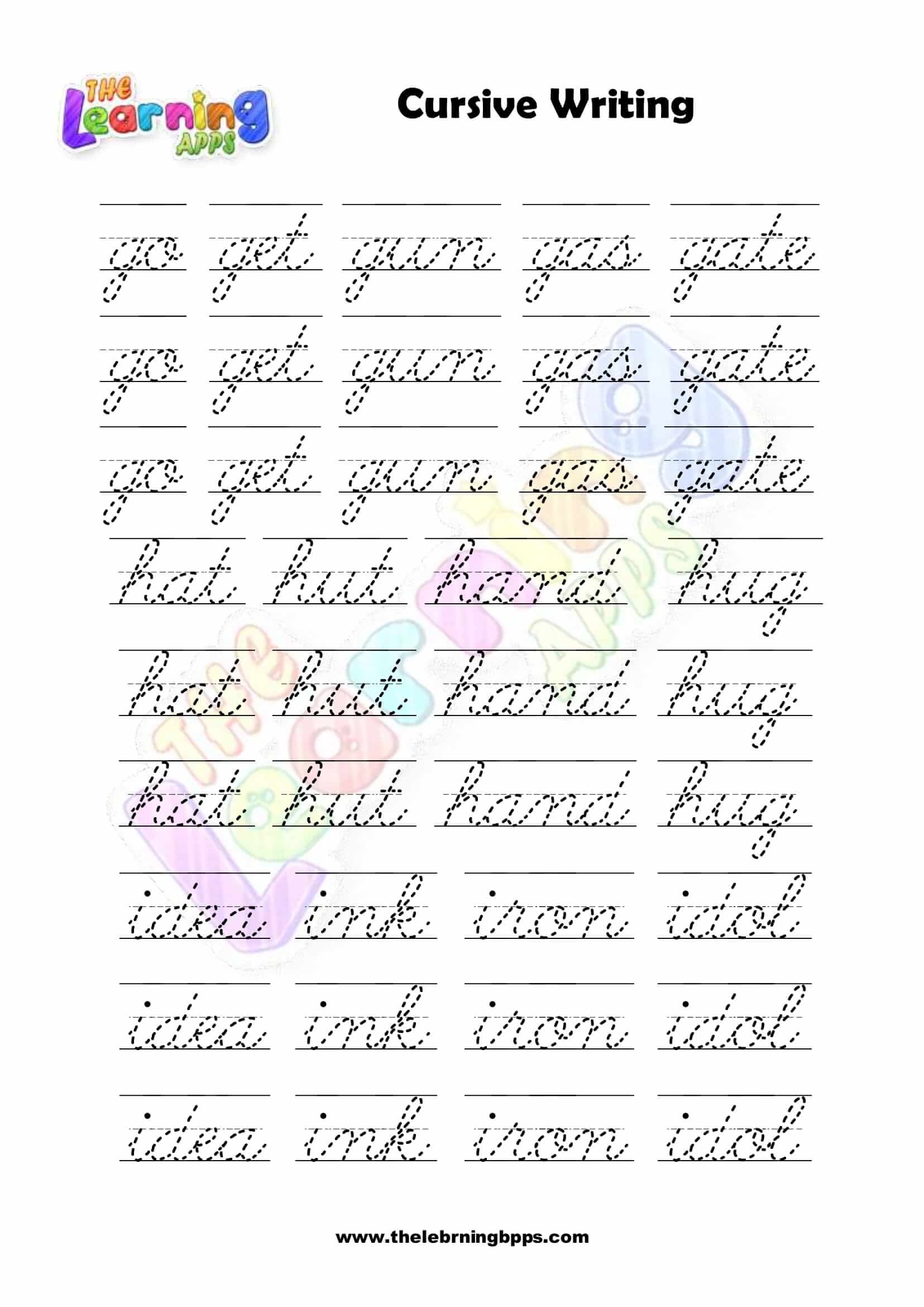 free cursive writing worksheets printable