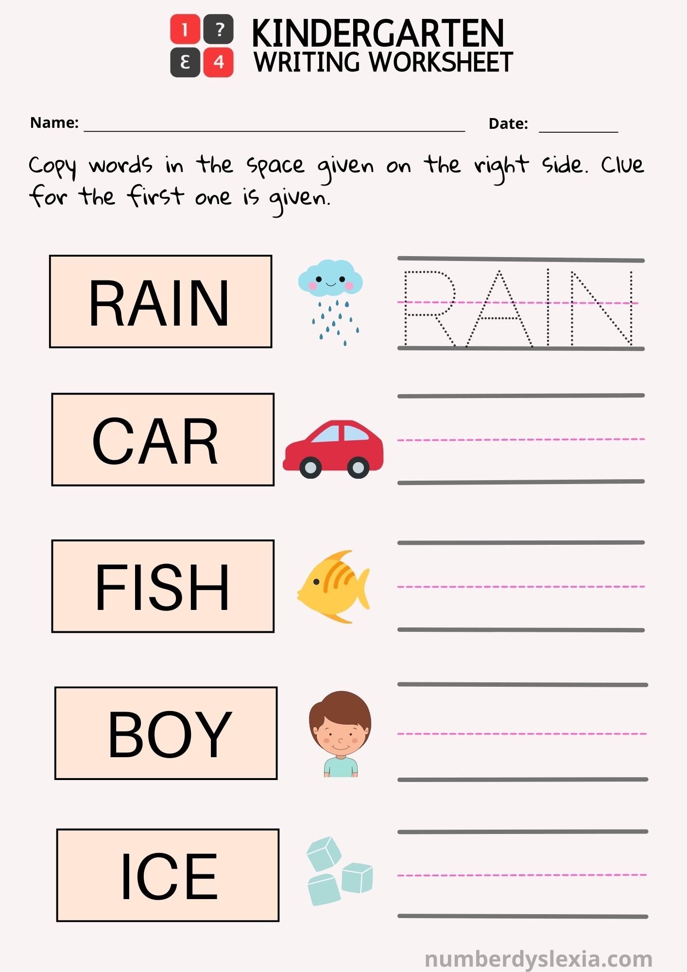 free printable writing worksheets kindergarten