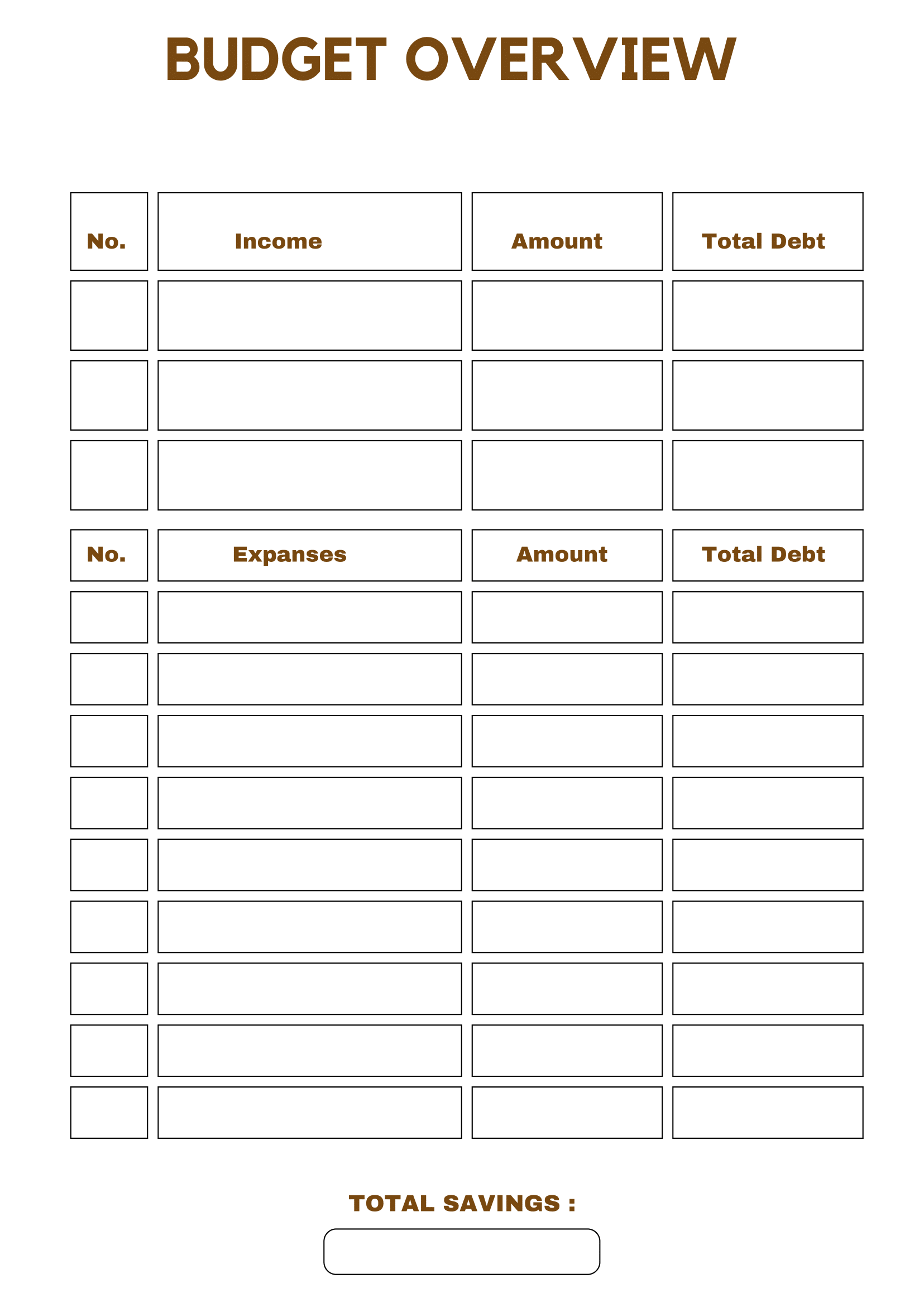 budget worksheets free printable